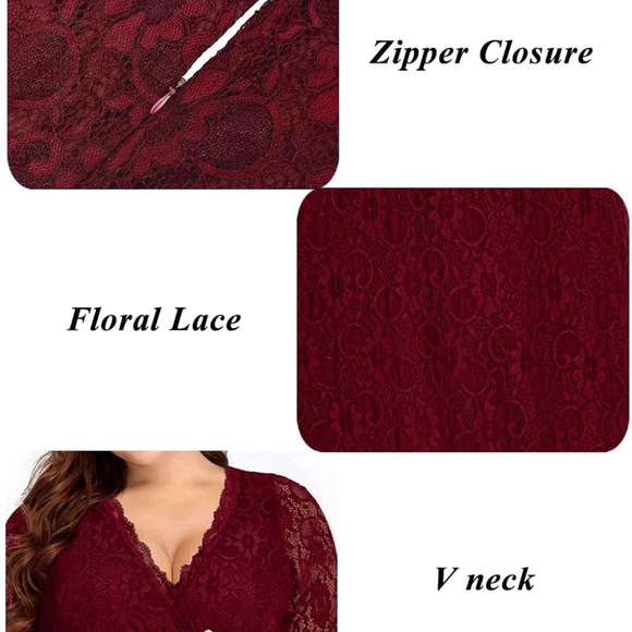 Like New Women Lace V Neck Plus Size Cocktail Dress Knee Length - Picture 4 of 4